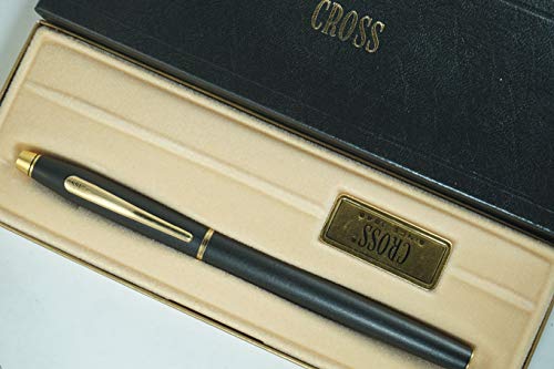 Cross Made in The USA Century Matte Black & 23kt Gold Gel Ink selectip Rollerball Pen in The Original Old Black and Gold Paper Gift Box Cross