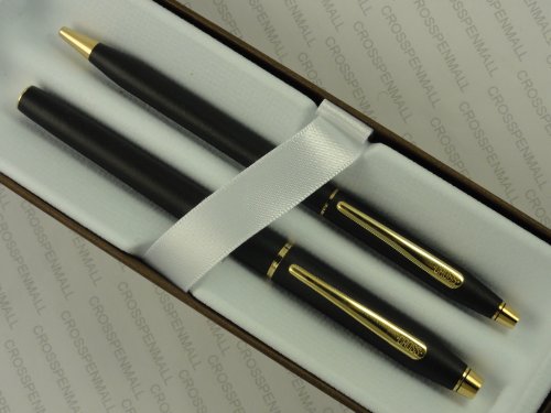 Cross Made in The USA Century Classic Writer's Companion Twin Matte Black and 23k Gel Ink Selectip Rollerball and Ballpoint Pen Gift Combo - crosspenmall.com