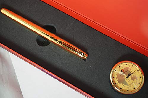 Sheaffer Sinature Limited Collection Prelude with 22KT Gold with 22KT Gold barrel and appointments Rollerball Pen and Matching Desk Clock Sheaffer