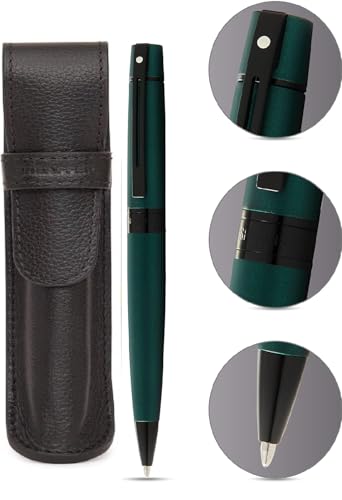 Sheaffer 300 Matte Green Pen with Contrating Black PVD Trims and Matching Pouch gift Set Sheaffer