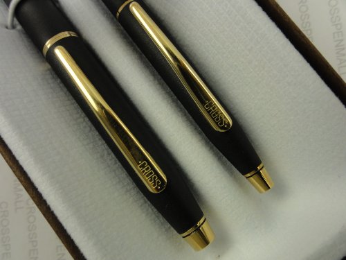 Cross Made in The USA Century Classic Writer's Companion Twin Matte Black and 23k Gel Ink Selectip Rollerball and Ballpoint Pen Gift Combo - crosspenmall.com