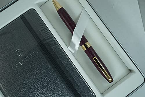 Sheaffer Hand made in USA Legacy Heritage Look of Leather wine burgundy barrel and 22KT Gold Appointments Ballpoint pen Journal set Sheaffer