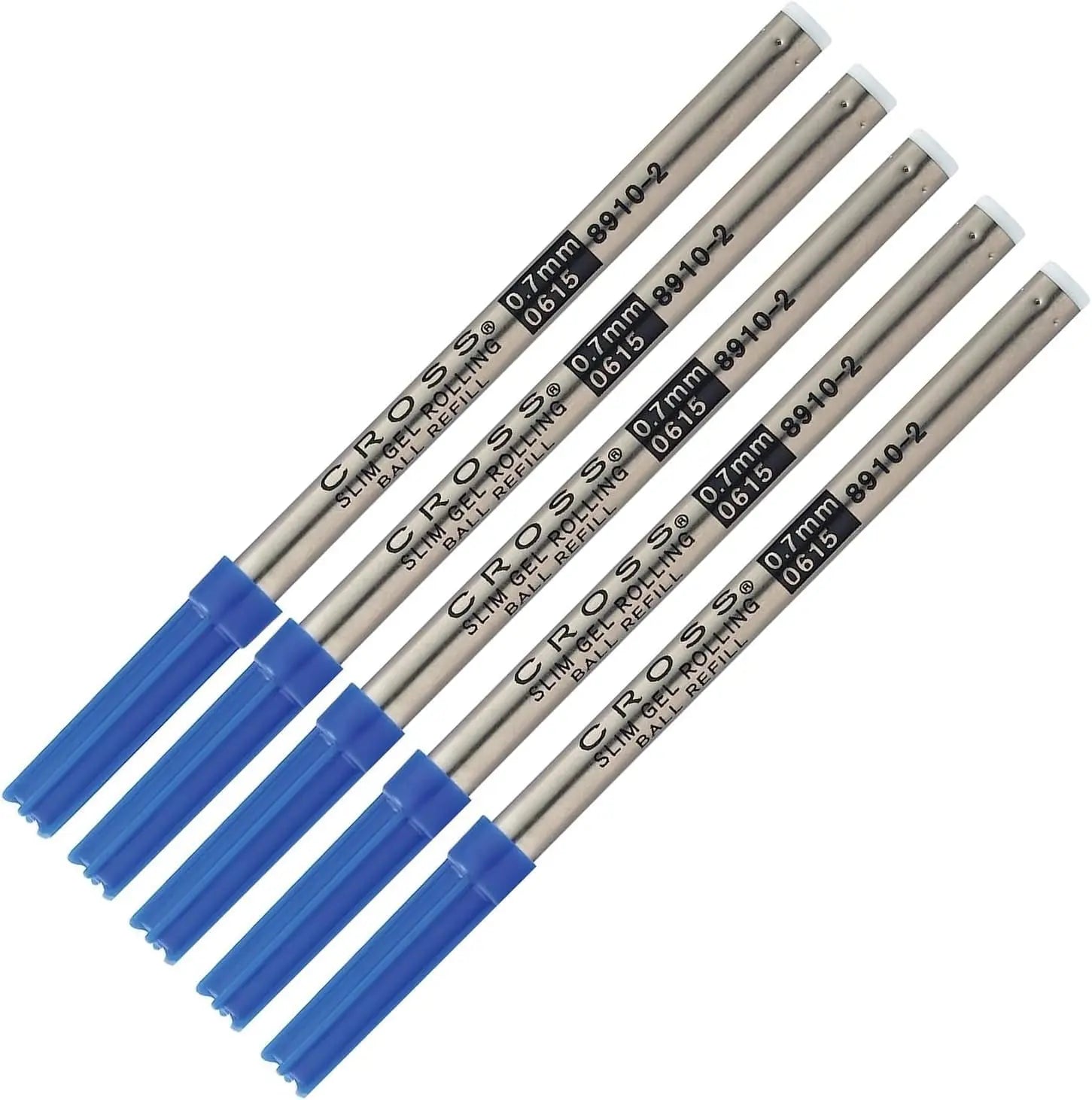 5 Cross Genuine Blue Slim Gel Rolling Ball Refill for Spire, Screw Century and Click refillable Gel Ink Rollerball Pens (Bulk Pack) (Blue) 8910-2 Cross