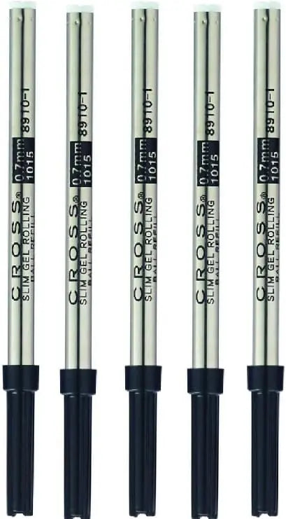 5 Cross Genuine Slim Gel Rolling Ball Refill for Spire, Screw Century and Click refillable Gel Ink Rollerball Pens (Bulk Pack) (Black) 8910-1 Cross