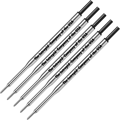 5 Genuine Intrepid Fine Ballpoint Refills for Paper mate Lubriglide, Aspire, PhD,PhD Ultra Ballpoint Pens and Schneider pens that take Express 225, (Bulk Packed) Intrepid Company
