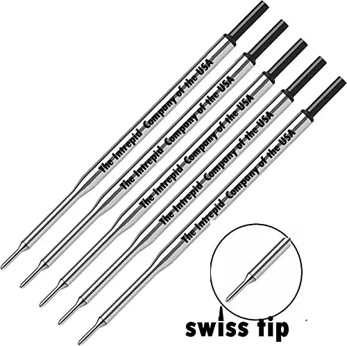 5 Genuine Intrepid Fine Ballpoint Refills for Paper mate Lubriglide, Aspire, PhD,PhD Ultra Ballpoint Pens and Schneider pens that take Express 225, (Bulk Packed) Intrepid Company