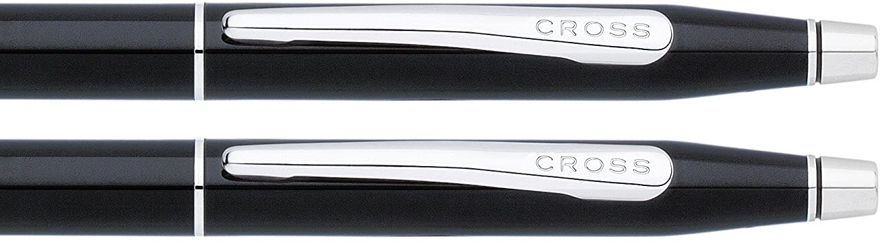 Cross Classic Century Black Lacquer Ballpoint Pen & 0.7mm Pencil with Chrome Appointments - crosspenmall.com