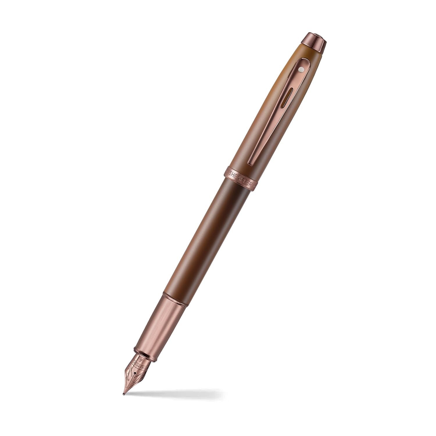 Sheaffer 100 9374 Coffee Edition Matt Brown Fountain Pen with Regal Brown PVD Signature mid band - Medium Point Sheaffer