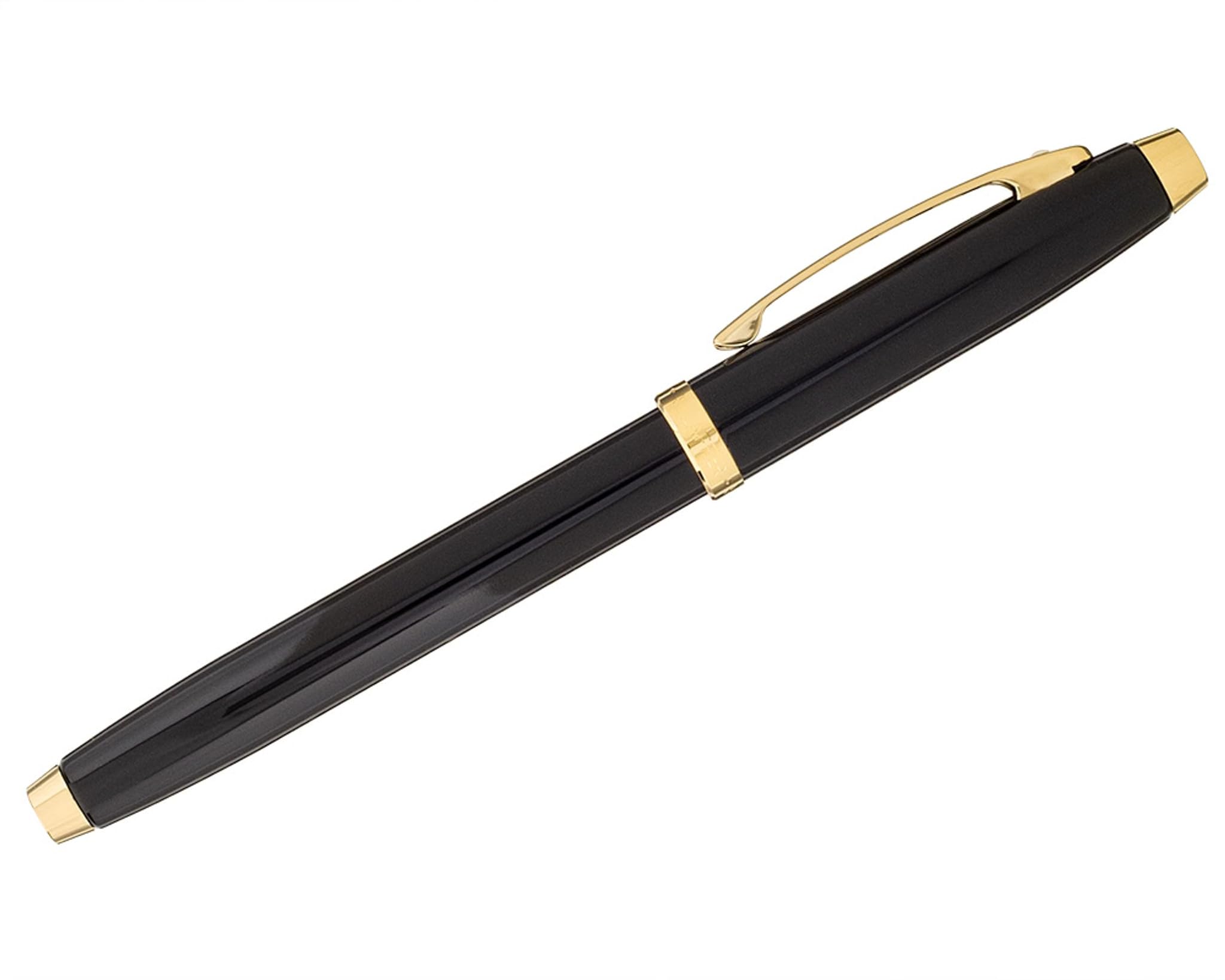 Sheaffer 100 Black Lacquer with Signature gold mid band and Gold plated Appointments Rollerball pen and Pouch Sheaffer