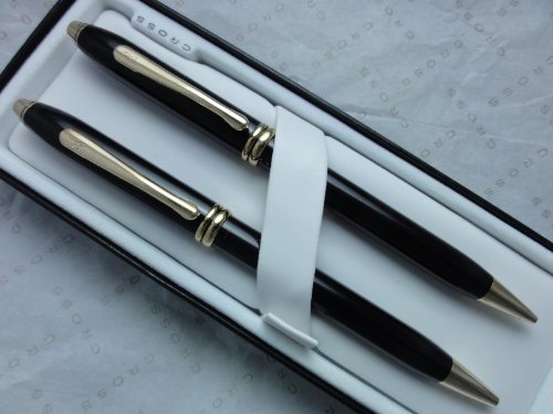 Cross Made in The USA Townsend Black Lacquer and 23k Gold and 0.5MM Lead Pencil Combo .!!!!Rare - crosspenmall.com