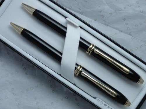 Cross Made in The USA Townsend Black Lacquer and 23k Gold and 0.5MM Lead Pencil Combo .!!!!Rare - crosspenmall.com