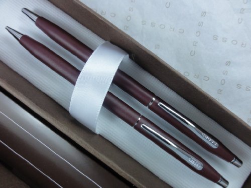 Cross Made in The USA Classic Century Satin Burgundy and Polished Chrome Pen & 0.5MM Pencil Set My Store