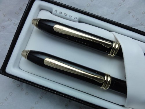 Cross Made in The USA Townsend Black Lacquer and 23k Gold and 0.5MM Lead Pencil Combo .!!!!Rare - crosspenmall.com