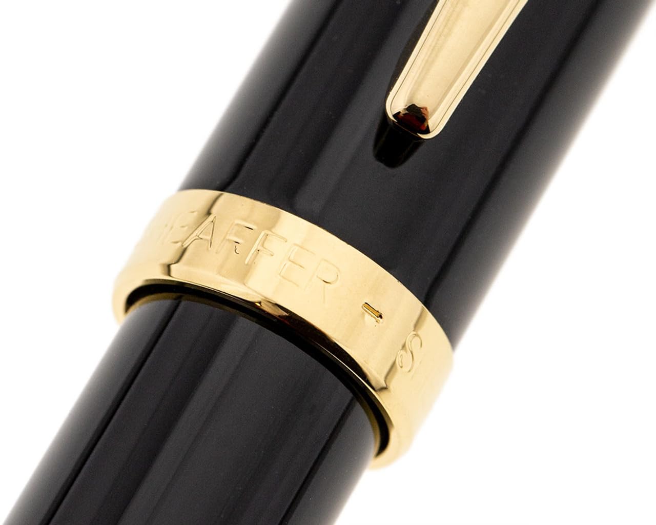 Sheaffer 100 Black Lacquer with Signature gold mid band and Gold plated Appointments Rollerball pen and Pouch Sheaffer