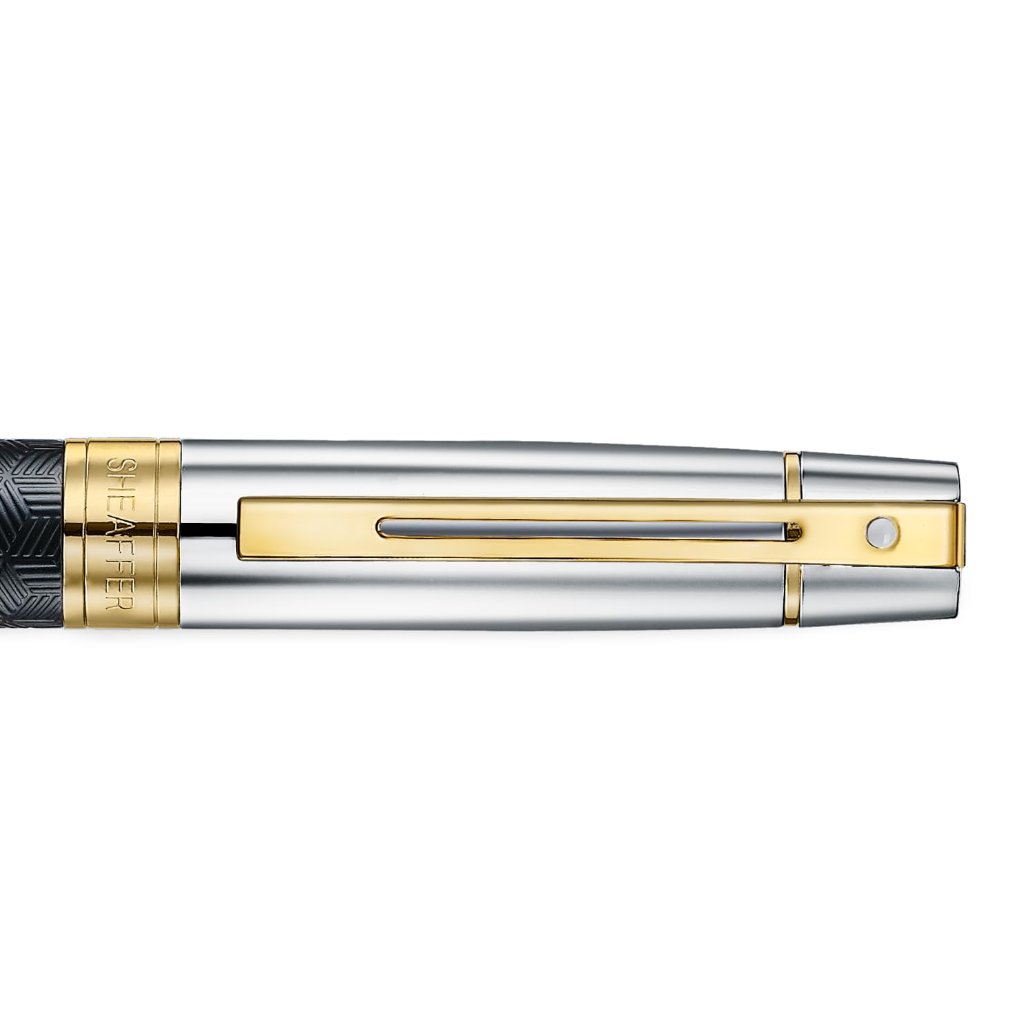 Sheaffer 300 E9347 Engraved Matt Black Barrel and Shiny Chrome Cap with PVD Gold Trims Sheaffer