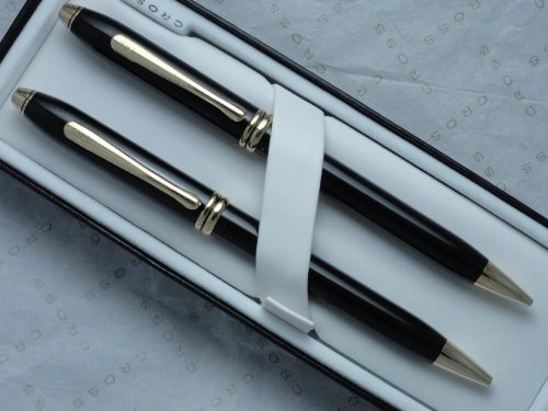 Cross Made in The USA Townsend Black Lacquer and 23k Gold and 0.5MM Lead Pencil Combo .!!!!Rare - crosspenmall.com