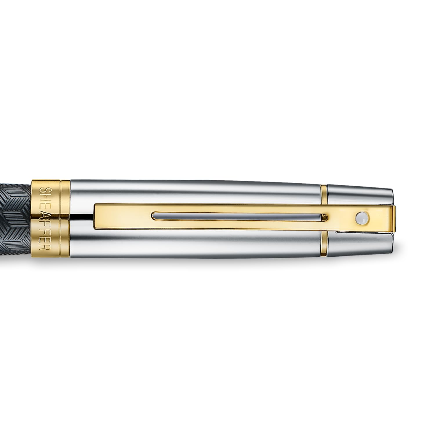 Sheaffer 300 E9347 Engraved Matt Black Barrel and Shiny Chrome Cap with PVD Gold Trims Sheaffer