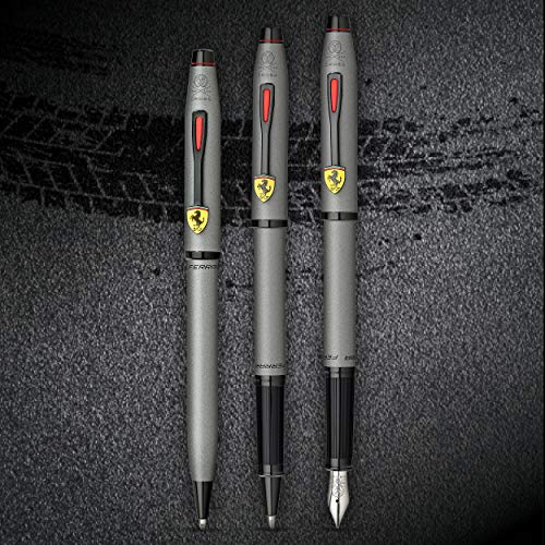 Cross Century II Scuderia Ferrari Fountain Pen, Medium Nib, Includes Luxury Gift Box - Titanium Grey Satin Lacquer Cross