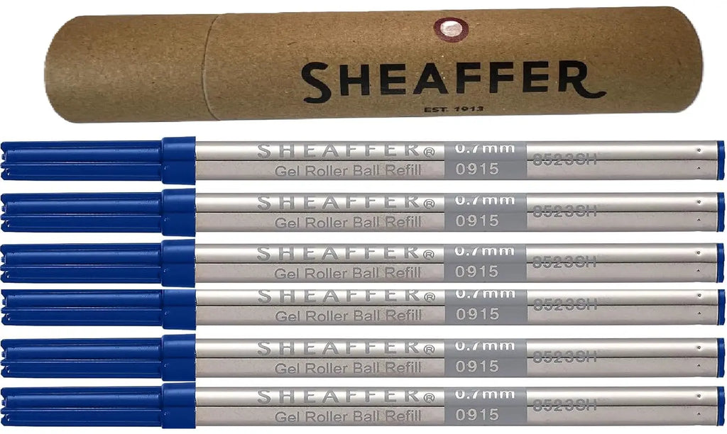 6 Sheaffer Medium Point C-Style Gel Ink Refills - Blue
