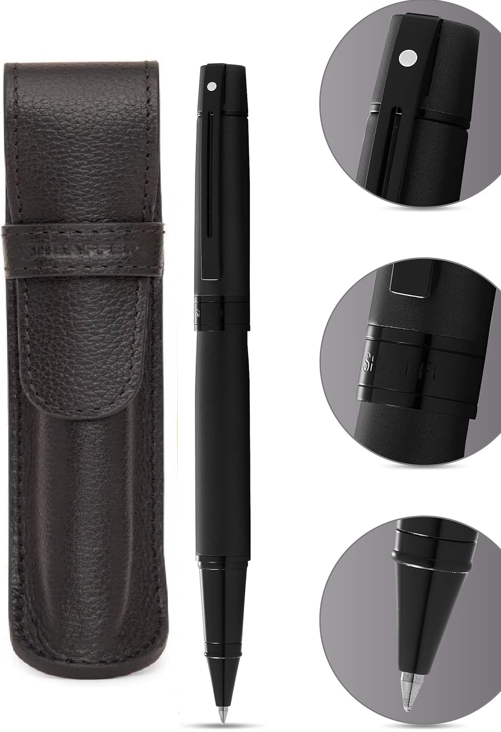 Sheaffer 300 Matte Black Lacquer Pen with PVD Trims and Matching Pouch gift Set Sheaffer