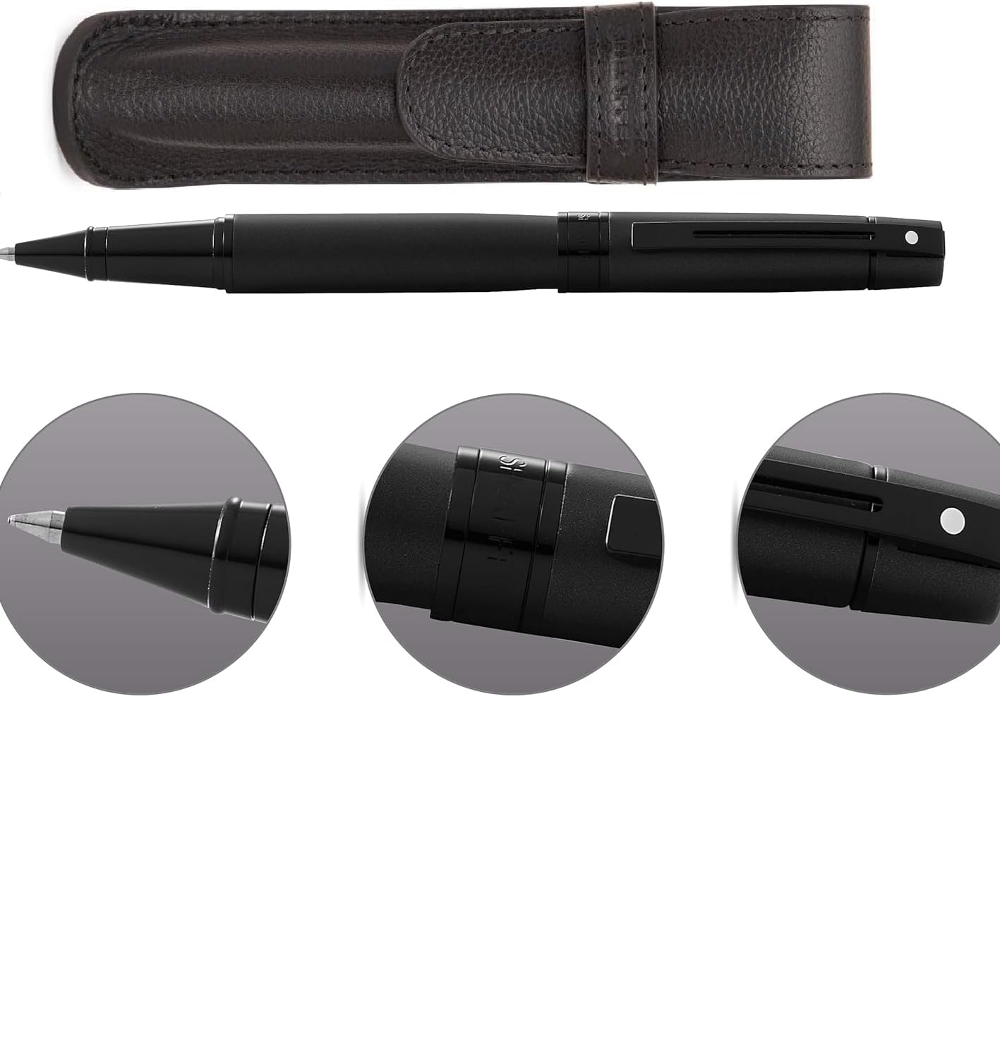 Sheaffer 300 Matte Black Lacquer Pen with PVD Trims and Matching Pouch gift Set Sheaffer