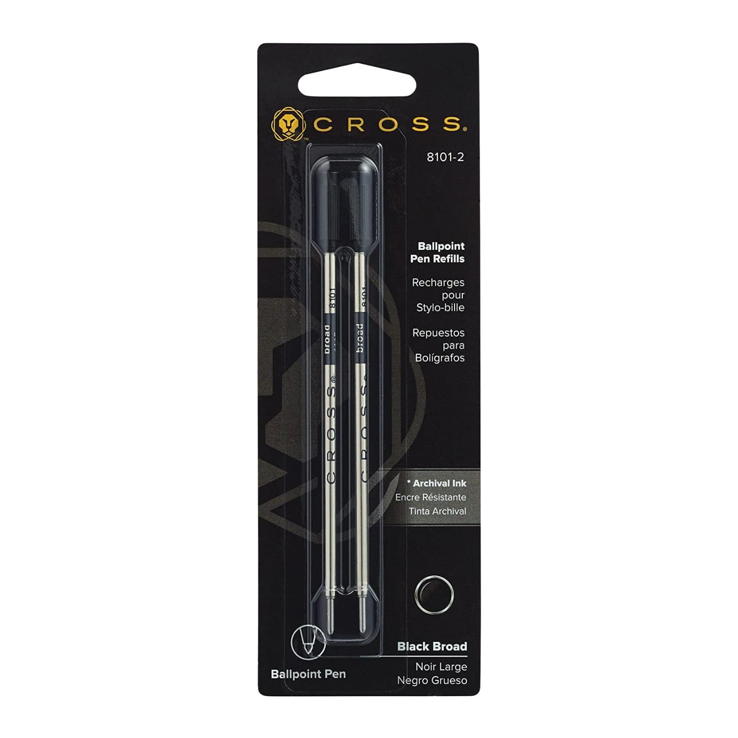 Cross 1.3mm Broad Tip Ballpoint Pen Refill Standard Ballpoint Pens (Black, 4-Pack) (2 Items) Cross