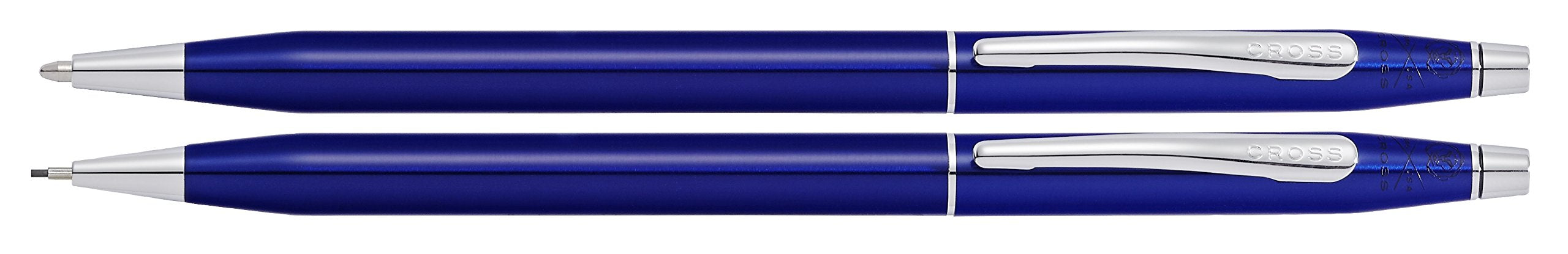 Cross Classic Century Refillable Medium Ballpoint Pen and 0.7mm Pencil Set, Includes Premium Gift Box - Translucent Blue Lacquer Cross