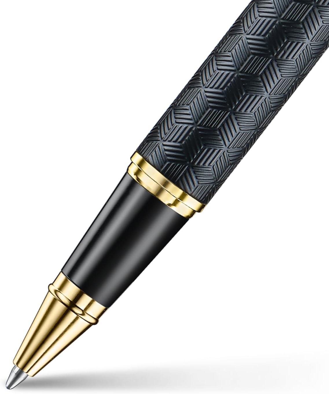 Sheaffer 300 Ballpoint Pen | E9347 Engraved Matt Black Barrel and Shiny Chrome Cap with PVD Gold Trims | Premium Ballpoint Pen Sheaffer