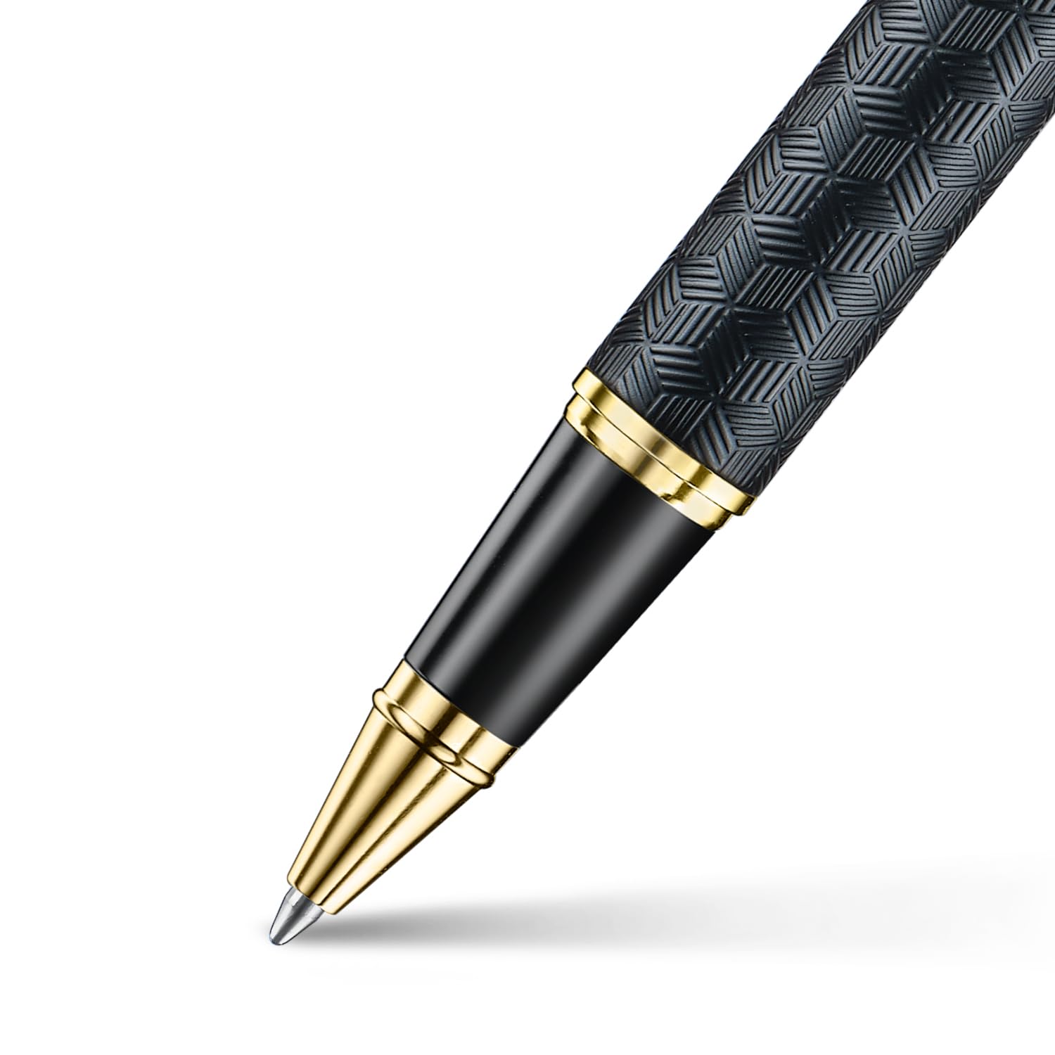 Sheaffer 300 E9347 Engraved Matt Black Barrel and Shiny Chrome Cap with PVD Gold Trims Sheaffer