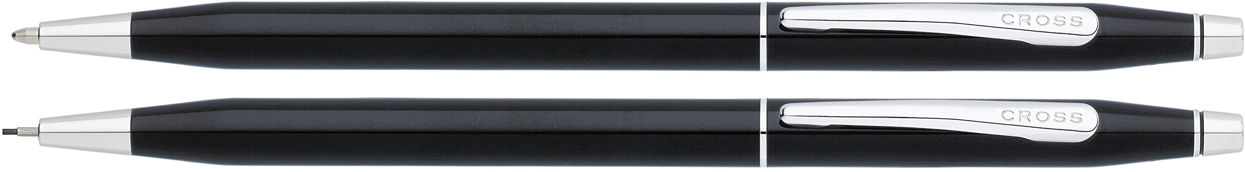 Cross Classic Century Black Lacquer Ballpoint Pen & 0.7mm Pencil with Chrome Appointments - crosspenmall.com