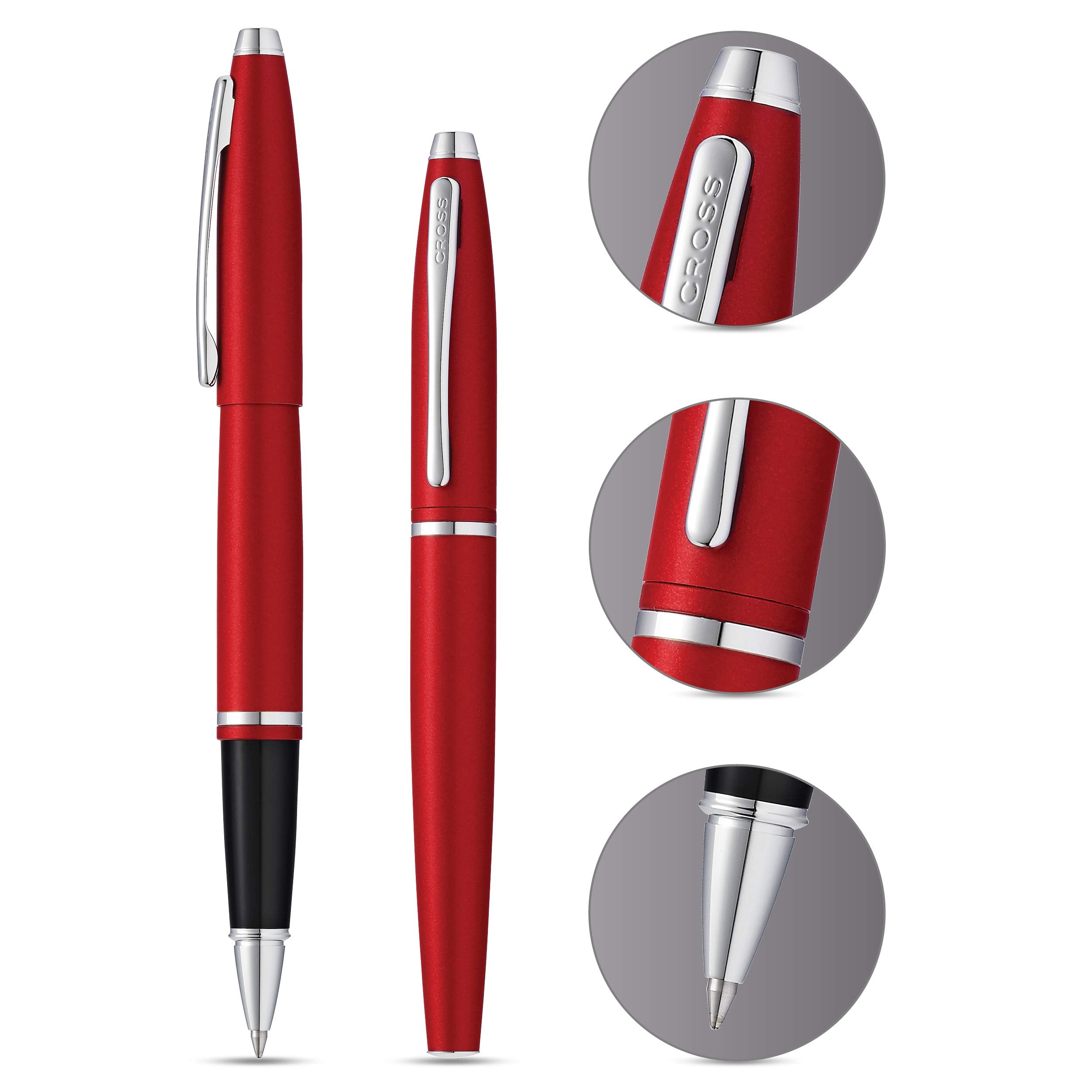 Cross Calais Refillable Gel Ink Rollerball Pen, Medium Rollerball, Includes Premium Gift Box - Matte Metallic Crimson Red - crosspenmall.com