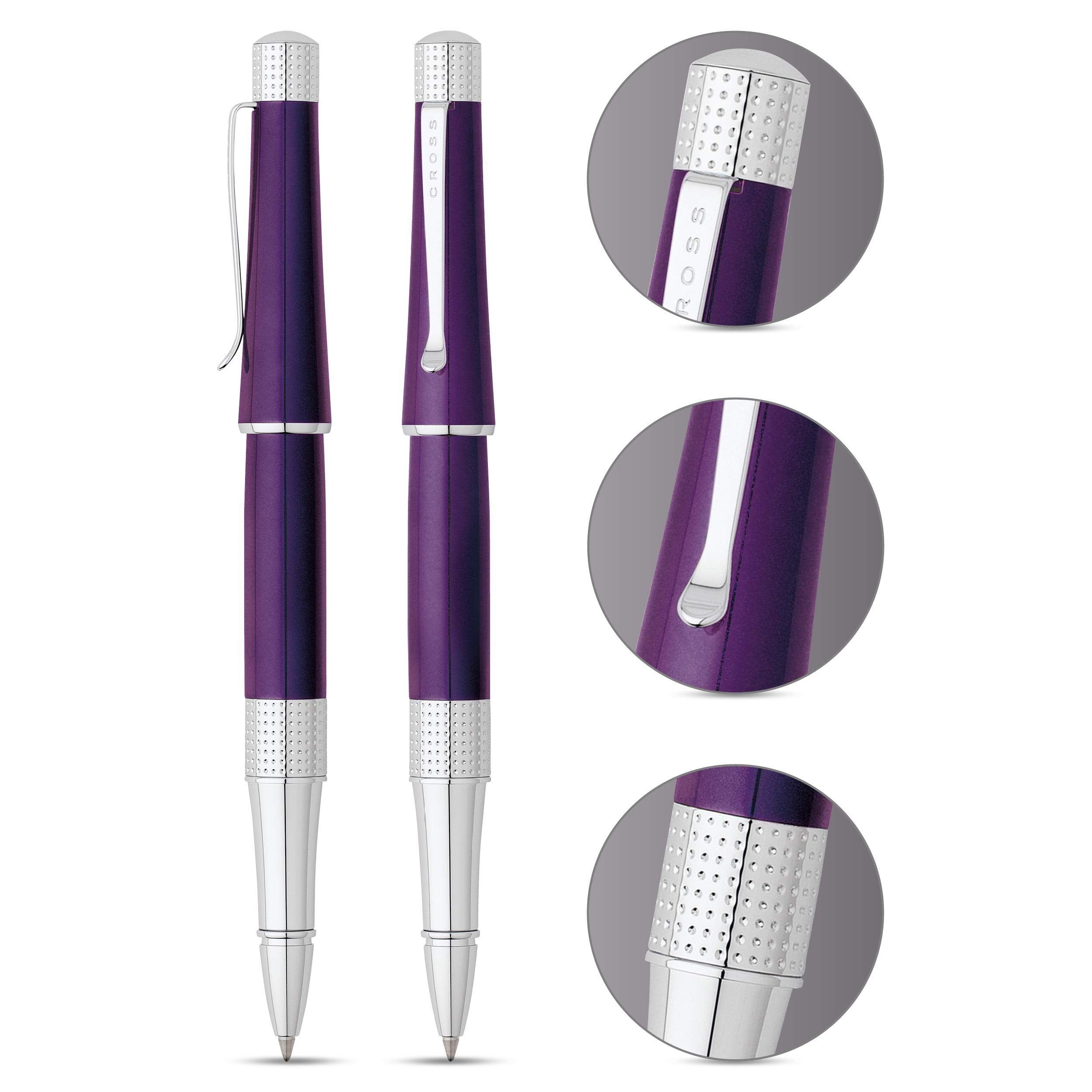 A. T. Cross Beverly Deep Purple Polish Gel Rollerball Rollerball Pen in Blister Packaging Medium Cross