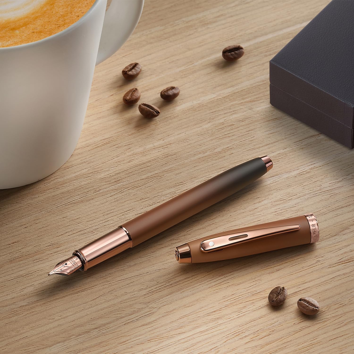 Sheaffer 100 9374 Coffee Edition Matt Brown Pen with Regal Brown PVD Trims Sheaffer