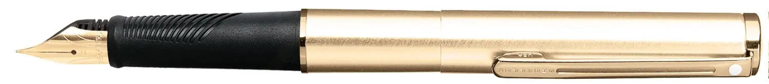 Sheaffer Agio Compact Fountain Pen Medium Nib with Cartridges, Angle Brushed 22K Gold Plate Finish with 22K Gold Plate Trim (SH/9001-0) Sheaffer