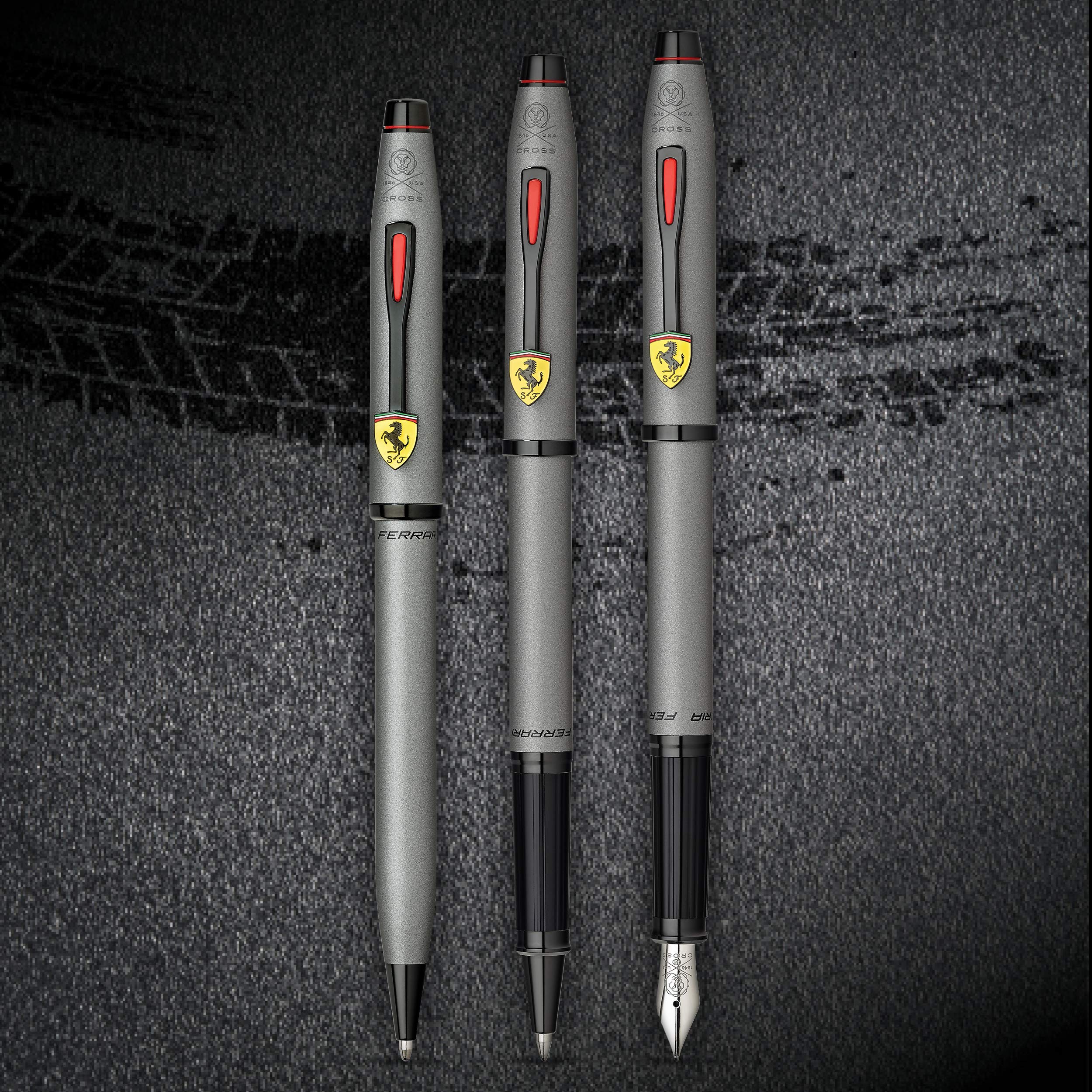 Cross Century II Scuderia Ferrari Rollerball Pen, Includes Luxury Gift Box - Titanium Grey Satin Lacquer - crosspenmall.com