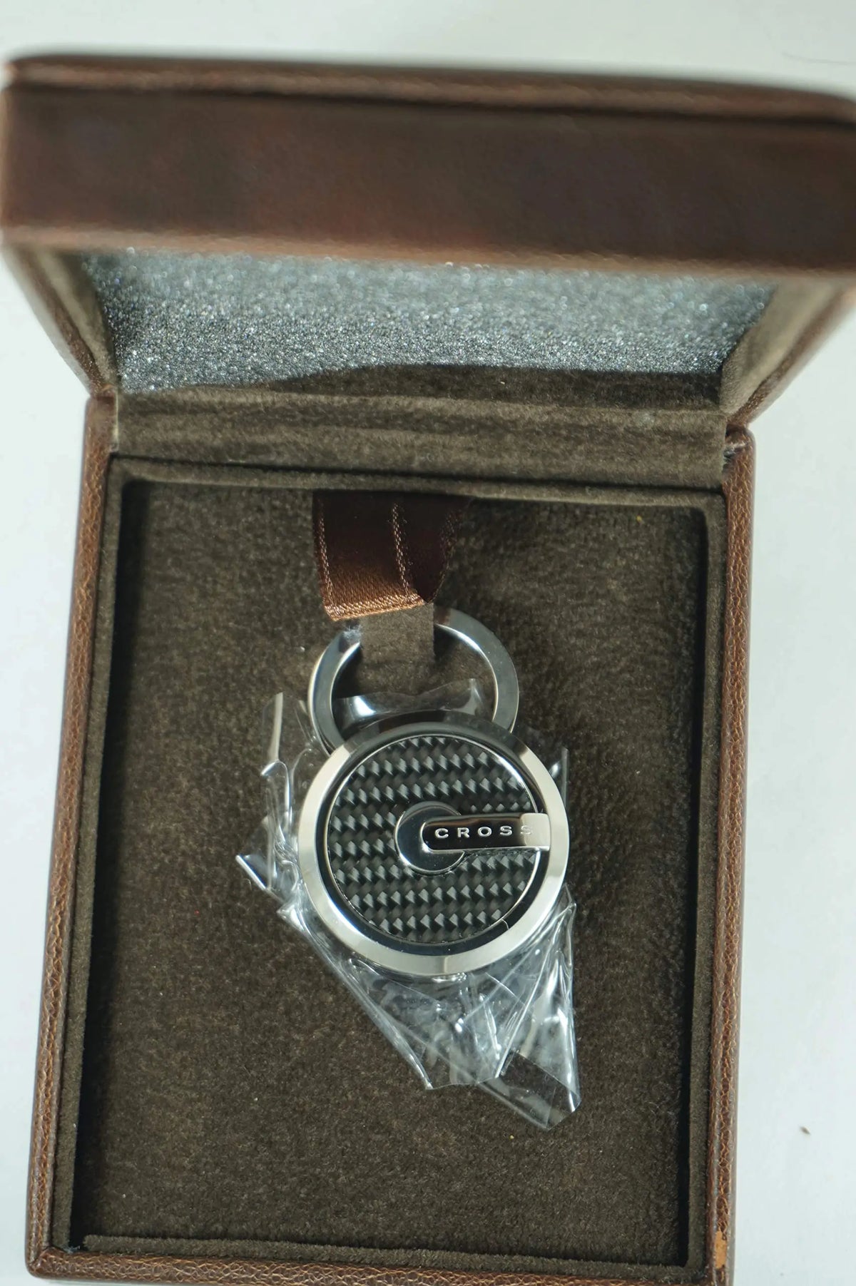 A. T Cross Designer Tiverton Stainless Steel Black Carbon Key Chain AC255-1KR cross