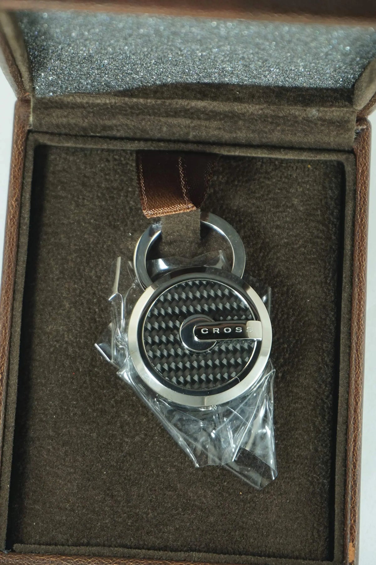 A. T Cross Designer Tiverton Stainless Steel Black Carbon Key Chain AC255-1KR cross