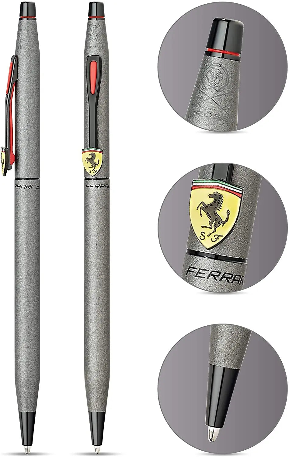 A.T. Cross Century Classic Limited Collection for Scuderia ferrari .Titanium Gray satin finish with polished black appointments and perforated clip modeled after the nose & cockpit of their racecar - crosspenmall.com