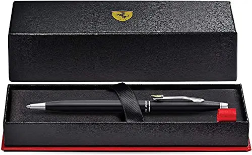 A.T. Cross Century Classic Limited Collection for Scuderia ferrari Scuderia Matte Black Lacquer Polished Chrome appointments and perforated clip modeled after the nose & cockpit of their racecar - crosspenmall.com