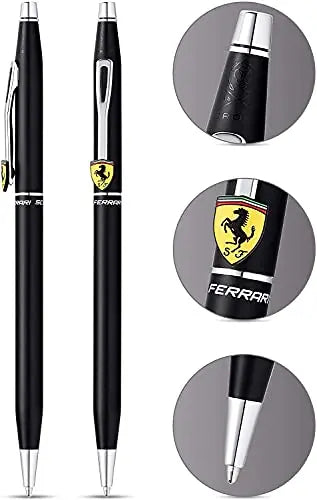 A.T. Cross Century Classic Limited Collection for Scuderia ferrari Scuderia Matte Black Lacquer Polished Chrome appointments and perforated clip modeled after the nose & cockpit of their racecar - crosspenmall.com