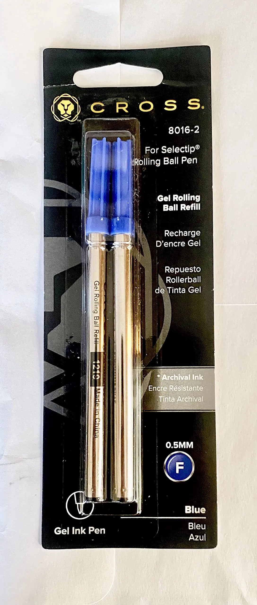 A.T. Cross Cross Selectip Rollerball Pen Refill, Dual Pack, 0.5mm Fine Point (Blue) - crosspenmall.com