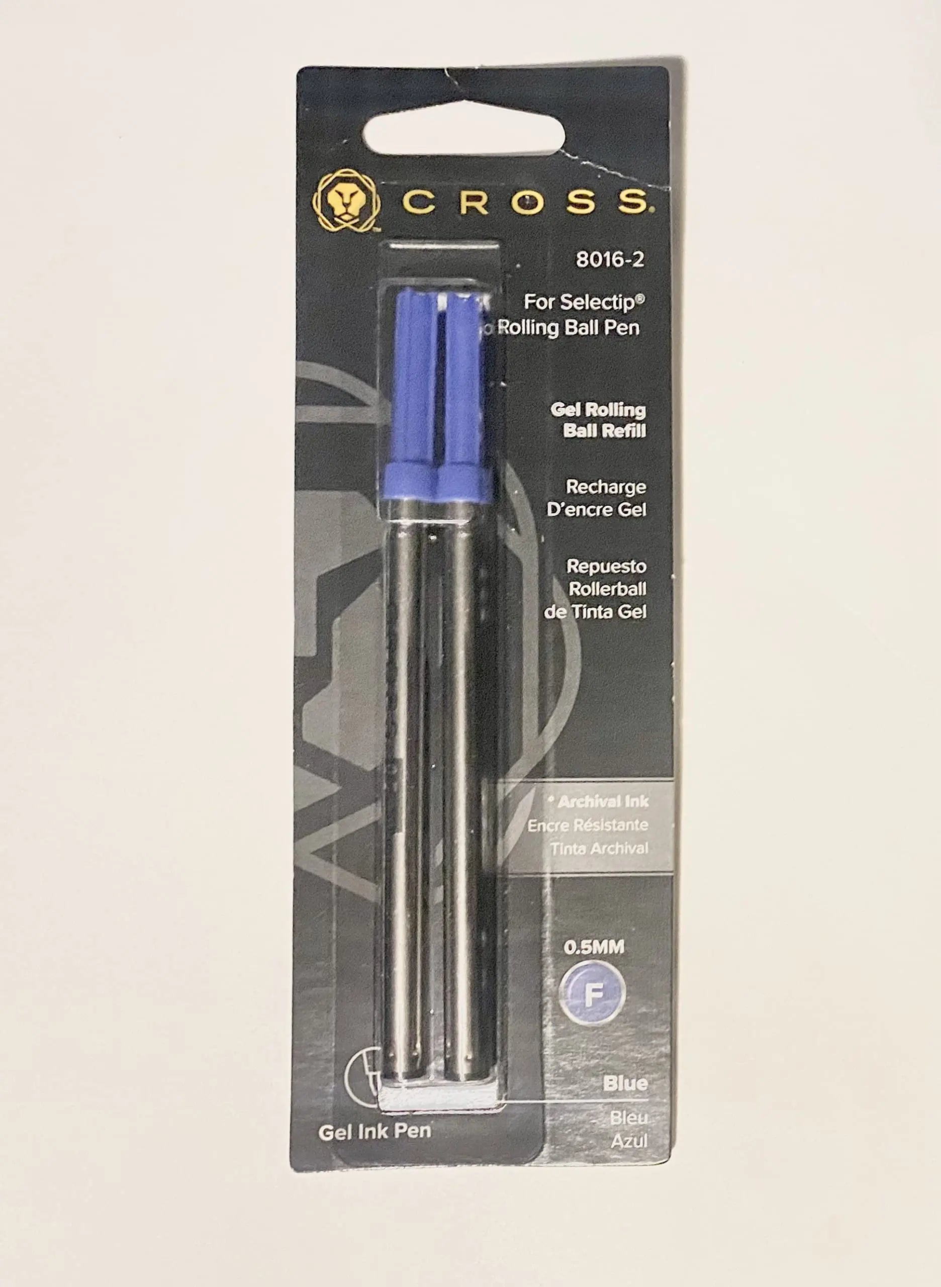 A.T. Cross Cross Selectip Rollerball Pen Refill, Dual Pack, 0.5mm Fine Point (Blue) - crosspenmall.com