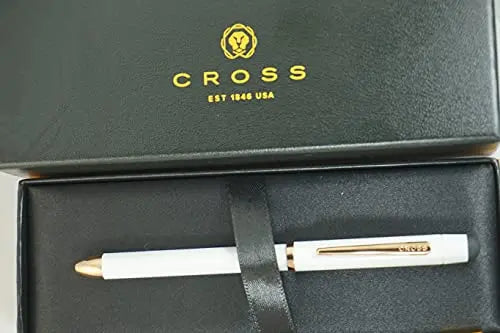 A.T. Cross Limited Edition Tech3+ Pearlescent Stormy White and 23KT Gold Appointments Multi-function Pen - 0.5 MM Lead Size Pencil, Black Ink Refill, and Red Ink Refill in One Pen. - crosspenmall.com