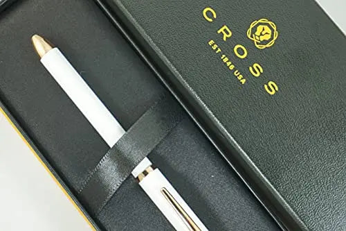 A.T. Cross Limited Edition Tech3+ Pearlescent Stormy White and 23KT Gold Appointments Multi-function Pen - 0.5 MM Lead Size Pencil, Black Ink Refill, and Red Ink Refill in One Pen. - crosspenmall.com