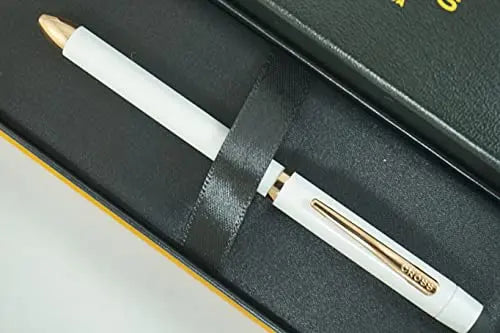 A.T. Cross Limited Edition Tech3+ Pearlescent Stormy White and 23KT Gold Appointments Multi-function Pen - 0.5 MM Lead Size Pencil, Black Ink Refill, and Red Ink Refill in One Pen. - crosspenmall.com