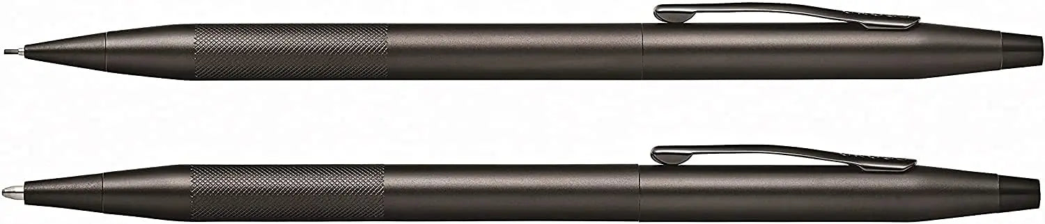 AT CROSS Cross Century Classic Black PVD finishes with a Band of Diamond Cut Micro-Knurl Detailing Barrel Ballpoint Pen and 0.7MM Pencil Set - crosspenmall.com