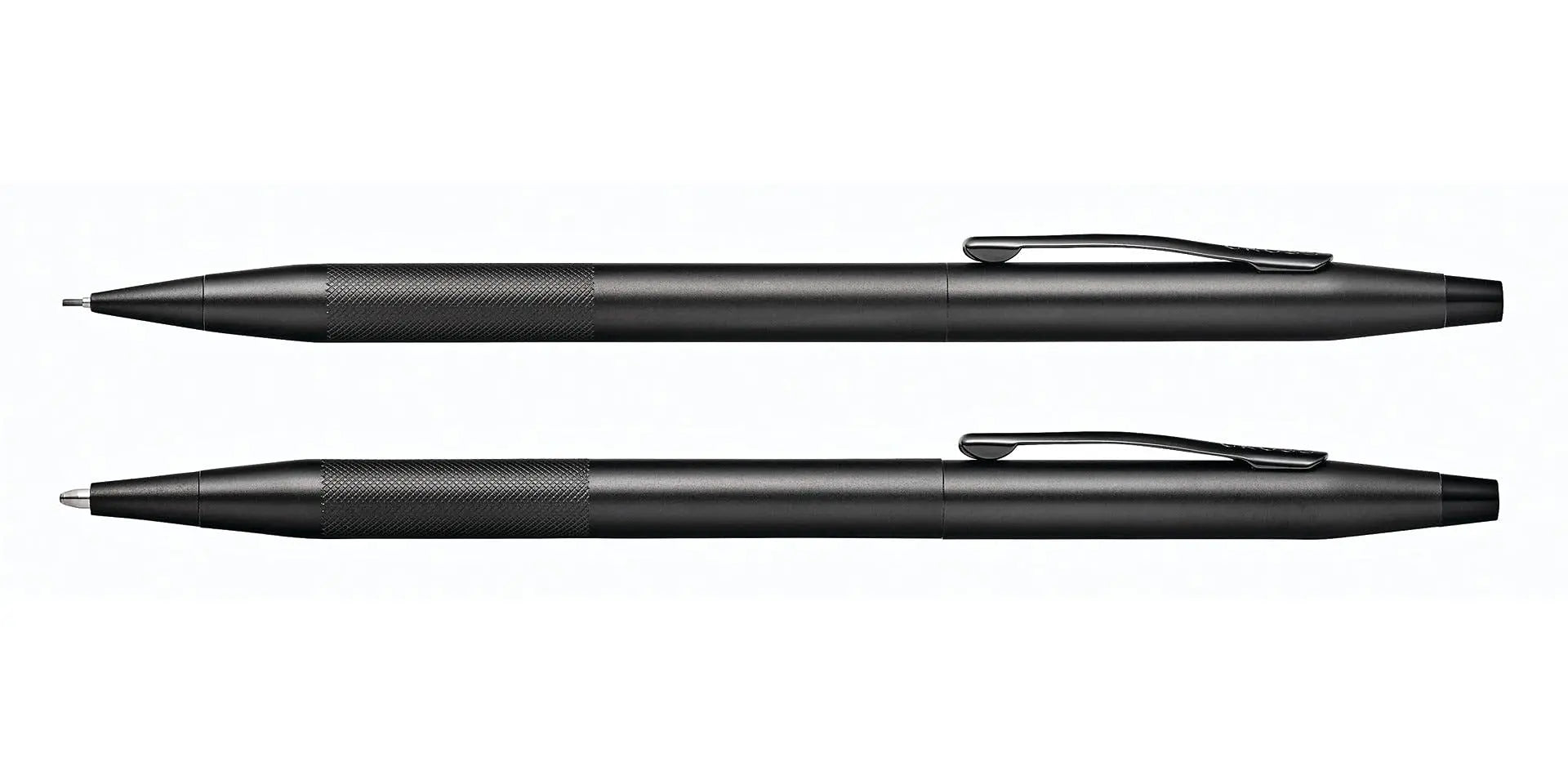 AT CROSS Cross Century Classic Black PVD finishes with a Band of Diamond Cut Micro-Knurl Detailing Barrel Ballpoint Pen and 0.7MM Pencil Set - crosspenmall.com