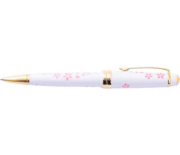 Bailey Light Cherry Blossom Glossy White Resin Ballpoint Pen Cross