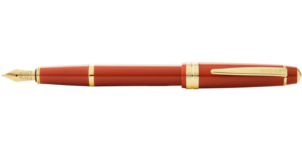 Bailey Light Polished Amber Resin and Gold Tone Fountain Pen Cross