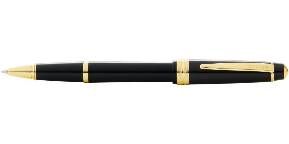 Bailey Light Polished Black Resin and Gold Tone Rollerball Pen Cross